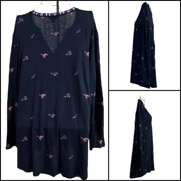 Lucky Brand Floral Sweater Top Size XL Black Algodon Viscose Linen Size XL - Picture 2 of 12